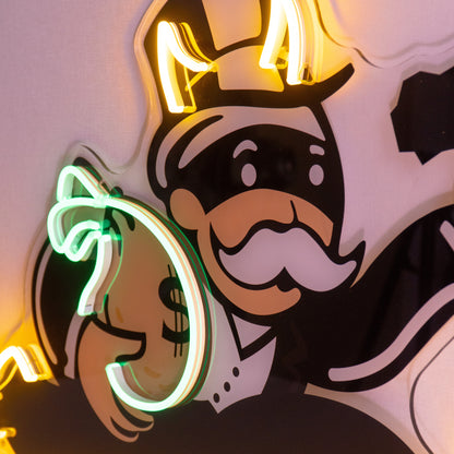 Violent Monopoly Gun Led Neon Acrylic Artwork