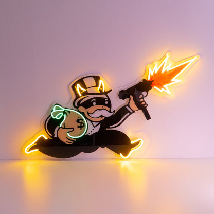 Violent Monopoly Gun Led Neon Acrylic Artwork