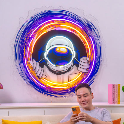 Astronauts Black Holes LED Neon Sign Light Pop Art