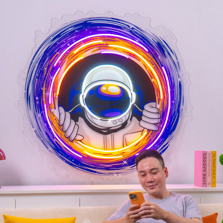 Astronauts Black Holes LED Neon Sign Light Pop Art