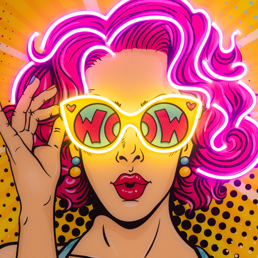 Wow Lady Pop Art Led Neon Acrylic Artwork