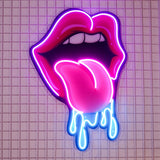 Lips Dripping Led Neon Acrylic Artwork