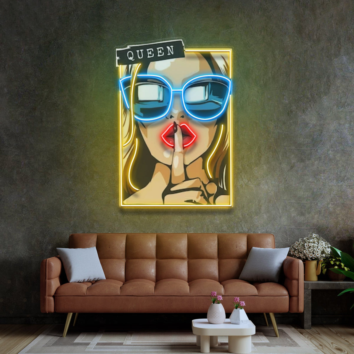 Cartoon Girl in Sunglasses LED Neon Sign Light Pop Art